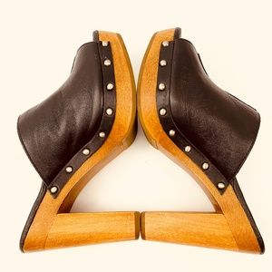 UGG Peep Toe Dark Brown Studded Clogs